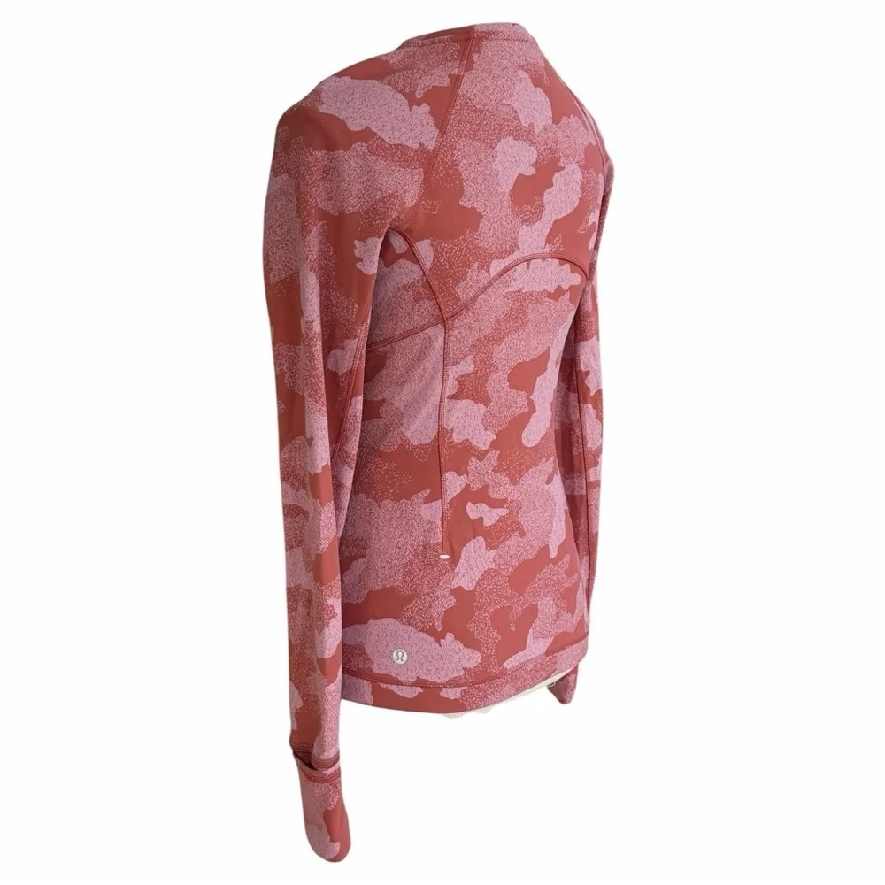 Lululemon Rulu Run Long Sleeve Shirt Heritage Speckle Camo Cranberry Size 4